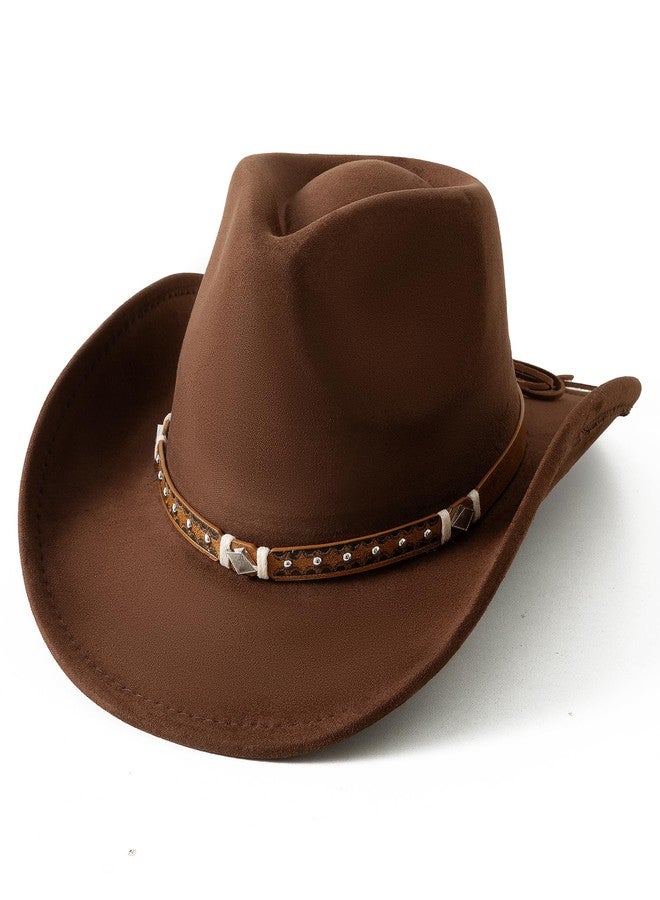Jastore Faux-Suede Cowboy Hat for Kids Girls Boys with Shapeable Wide Brim Western Hats for Cowboys and Cowgirls (US, Age, 6 Years, 12 Years, Coffee) - Image 1